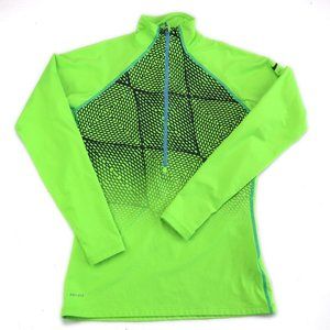 Nike Pro Womens High Visibility 1/2 zip Cold Weather Pullover Running/biking